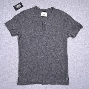 Reigning Champ Henley Shirt Mens Large Gray Outdoors Cotton Casual Preppy Snap